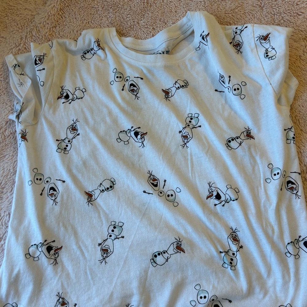Disney OLAF FROZEN White Character Print T-Shirt